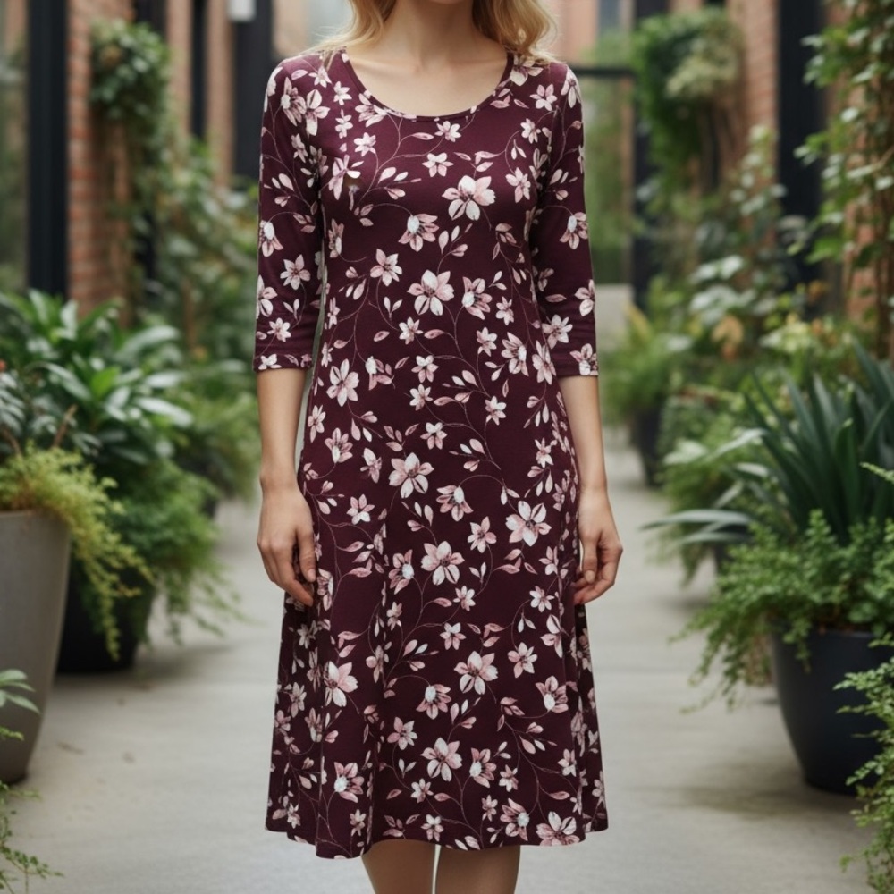 Floral Burgundy Dress